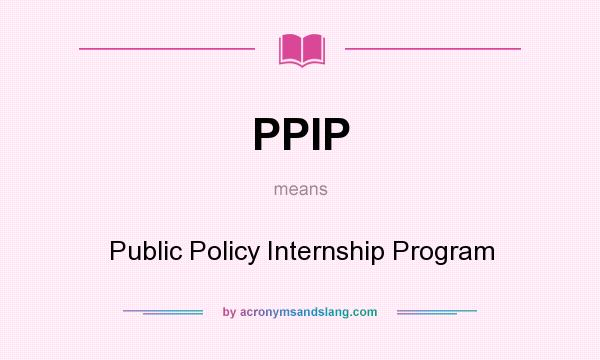 What does PPIP mean? It stands for Public Policy Internship Program