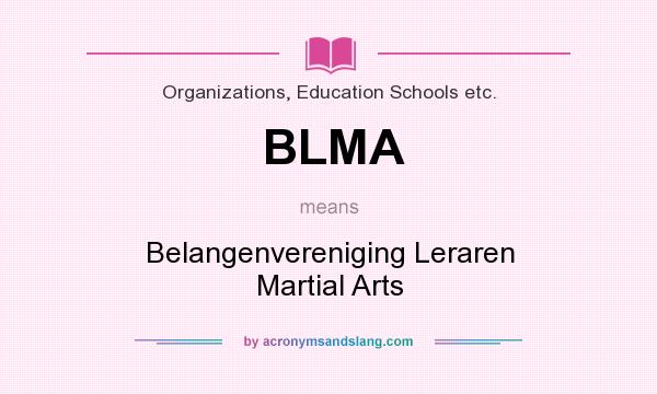 What does BLMA mean? It stands for Belangenvereniging Leraren Martial Arts