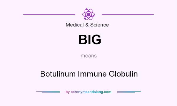 What does BIG mean? It stands for Botulinum Immune Globulin
