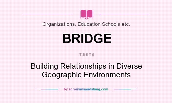What does BRIDGE mean? It stands for Building Relationships in Diverse Geographic Environments