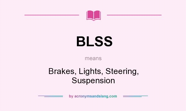 What does BLSS mean? It stands for Brakes, Lights, Steering, Suspension