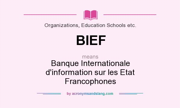 What does BIEF mean? It stands for Banque Internationale d`information sur les Etat Francophones