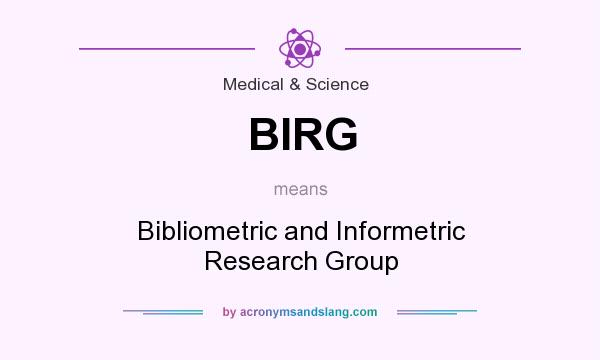 What does BIRG mean? It stands for Bibliometric and Informetric Research Group
