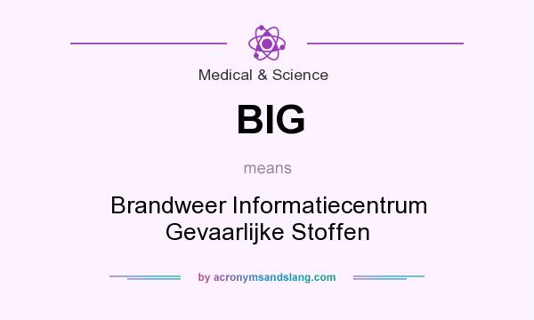 What does BIG mean? It stands for Brandweer Informatiecentrum Gevaarlijke Stoffen