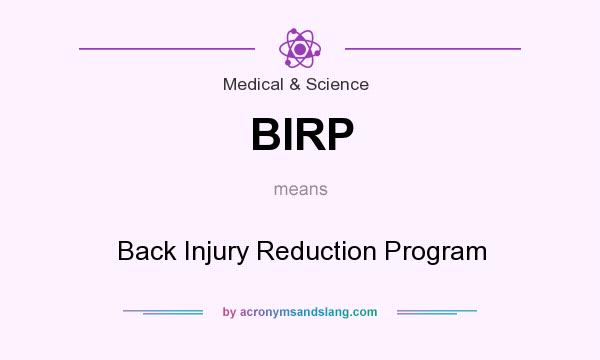 What does BIRP mean? It stands for Back Injury Reduction Program