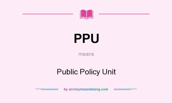 What does PPU mean? It stands for Public Policy Unit