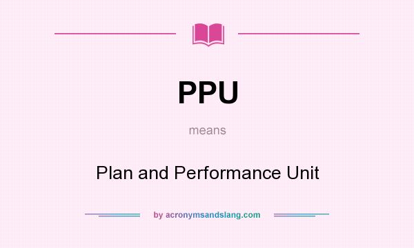 What does PPU mean? It stands for Plan and Performance Unit