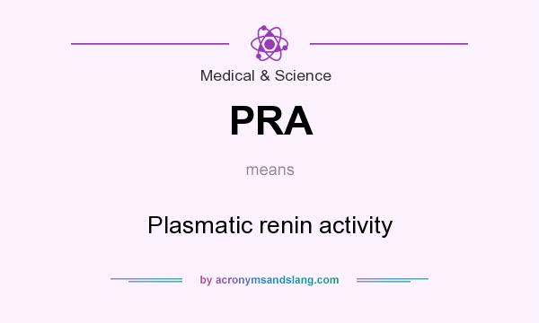 What does PRA mean? It stands for Plasmatic renin activity