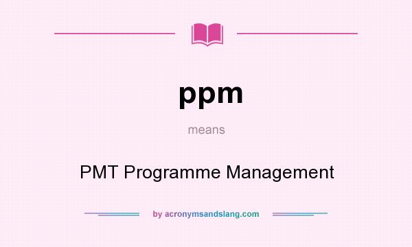 What does ppm mean? It stands for PMT Programme Management