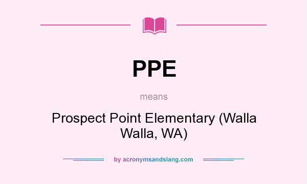 What does PPE mean? It stands for Prospect Point Elementary (Walla Walla, WA)
