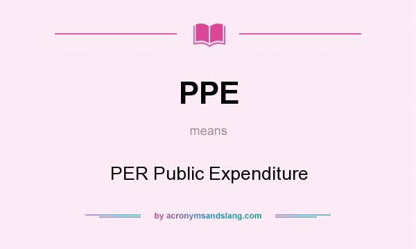 What does PPE mean? It stands for PER Public Expenditure