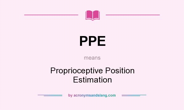 What does PPE mean? It stands for Proprioceptive Position Estimation