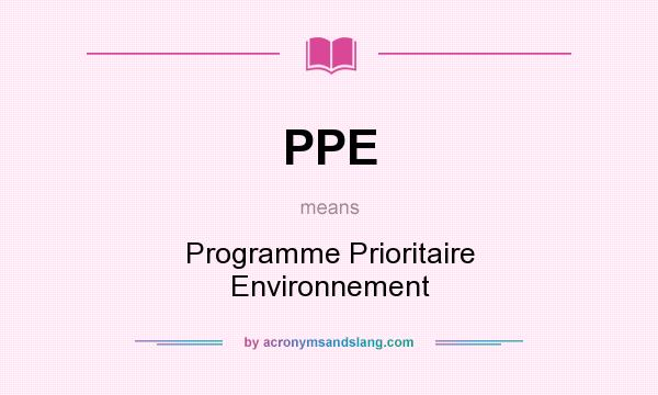 What does PPE mean? It stands for Programme Prioritaire Environnement