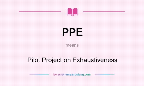 What does PPE mean? It stands for Pilot Project on Exhaustiveness