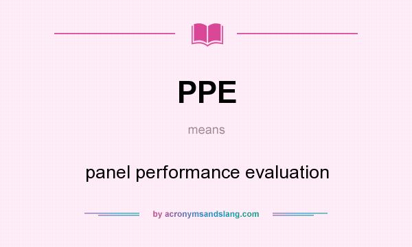 What does PPE mean? It stands for panel performance evaluation
