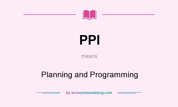 What does PPI mean? It stands for Planning and Programming