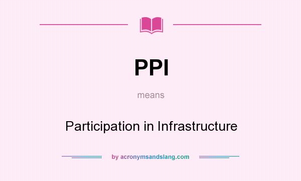 What does PPI mean? It stands for Participation in Infrastructure