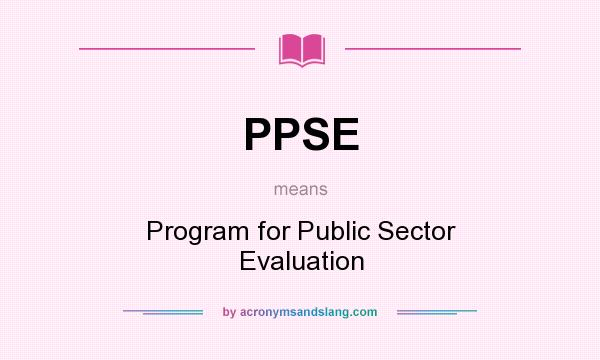 What does PPSE mean? It stands for Program for Public Sector Evaluation