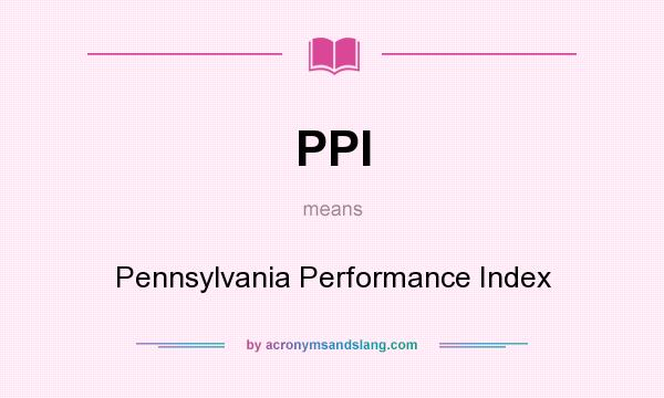 What does PPI mean? It stands for Pennsylvania Performance Index