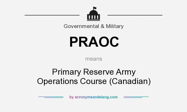 What does PRAOC mean? It stands for Primary Reserve Army Operations Course (Canadian)