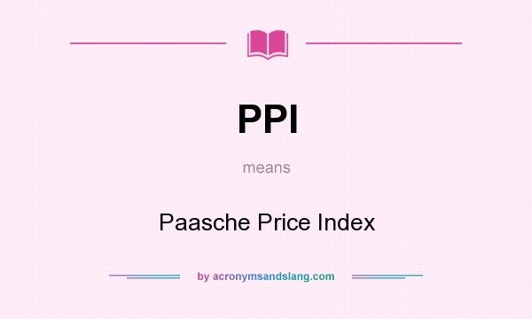 What does PPI mean? It stands for Paasche Price Index
