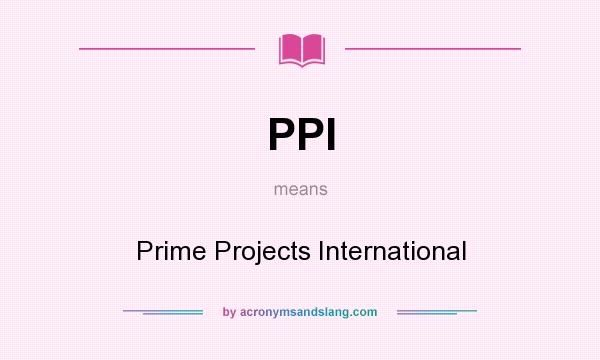 What does PPI mean? It stands for Prime Projects International