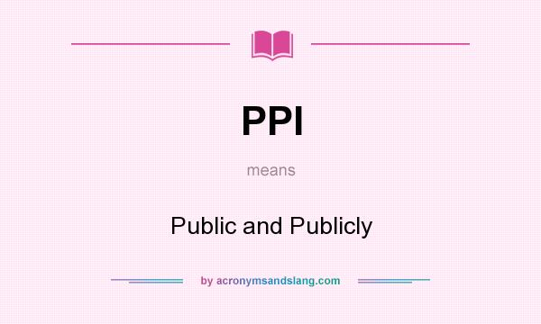 What does PPI mean? It stands for Public and Publicly