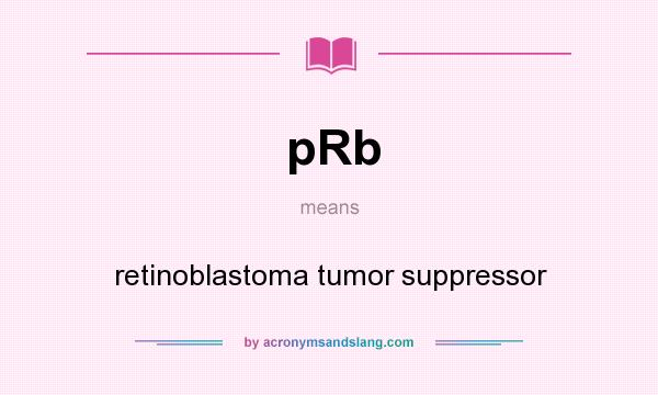What does pRb mean? It stands for retinoblastoma tumor suppressor