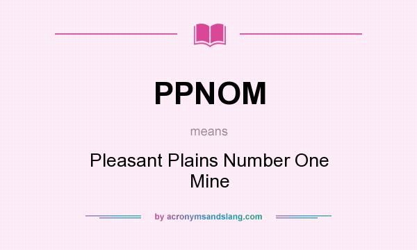 What does PPNOM mean? It stands for Pleasant Plains Number One Mine