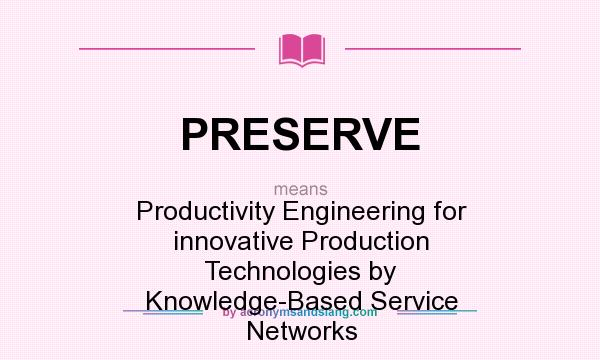 What does PRESERVE mean? It stands for Productivity Engineering for innovative Production Technologies by Knowledge-Based Service Networks
