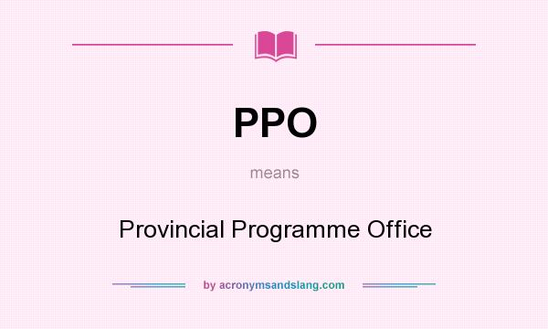 What does PPO mean? It stands for Provincial Programme Office