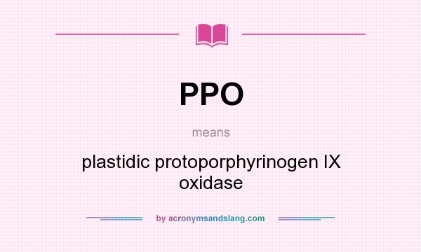 What does PPO mean? It stands for plastidic protoporphyrinogen IX oxidase