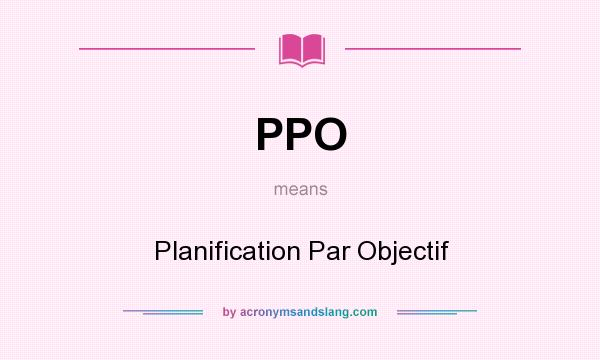 What does PPO mean? It stands for Planification Par Objectif
