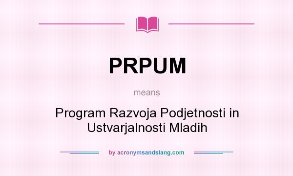 What does PRPUM mean? It stands for Program Razvoja Podjetnosti in Ustvarjalnosti Mladih