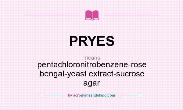 What does PRYES mean? It stands for pentachloronitrobenzene-rose bengal-yeast extract-sucrose agar