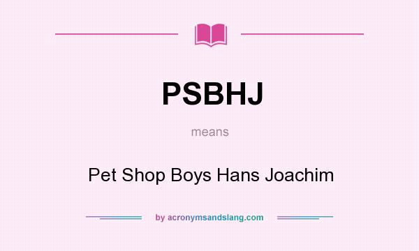 What does PSBHJ mean? It stands for Pet Shop Boys Hans Joachim