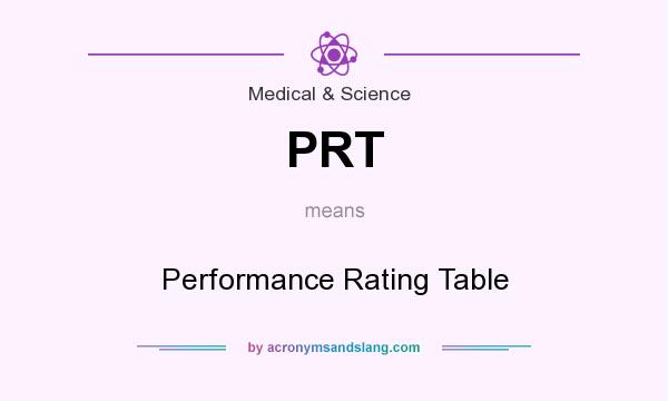 What does PRT mean? It stands for Performance Rating Table