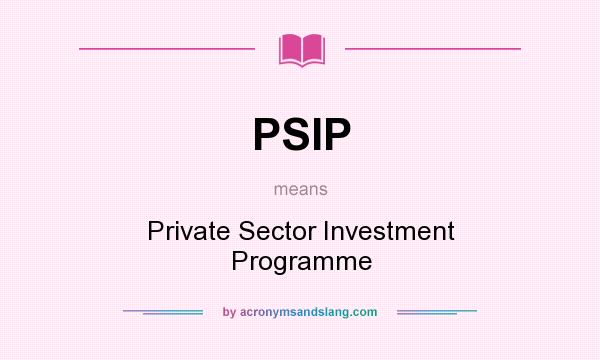 What does PSIP mean? It stands for Private Sector Investment Programme