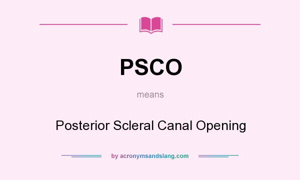 What does PSCO mean? It stands for Posterior Scleral Canal Opening