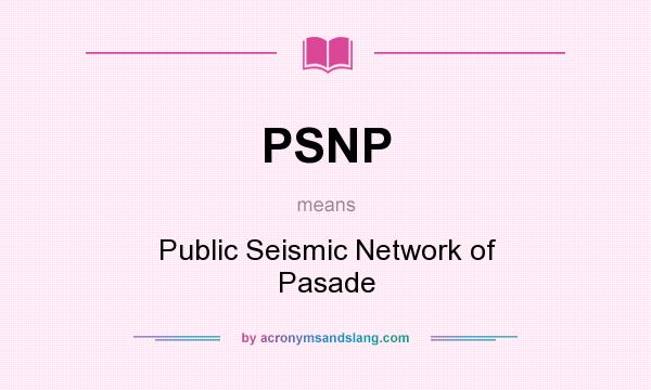 What does PSNP mean? It stands for Public Seismic Network of Pasade
