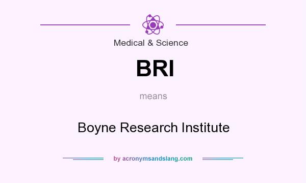 What does BRI mean? It stands for Boyne Research Institute