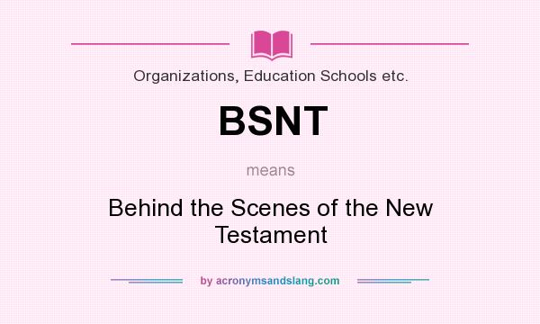 What does BSNT mean? It stands for Behind the Scenes of the New Testament
