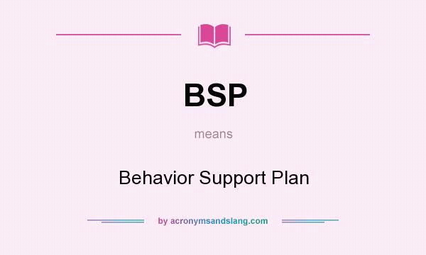 What does BSP mean? It stands for Behavior Support Plan