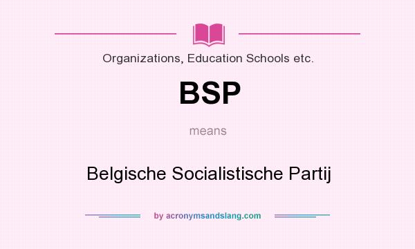 What does BSP mean? It stands for Belgische Socialistische Partij