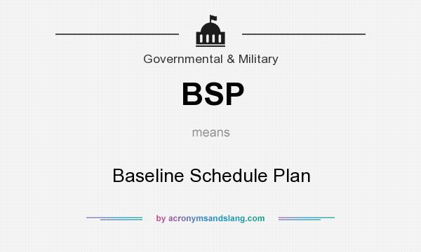 What does BSP mean? It stands for Baseline Schedule Plan