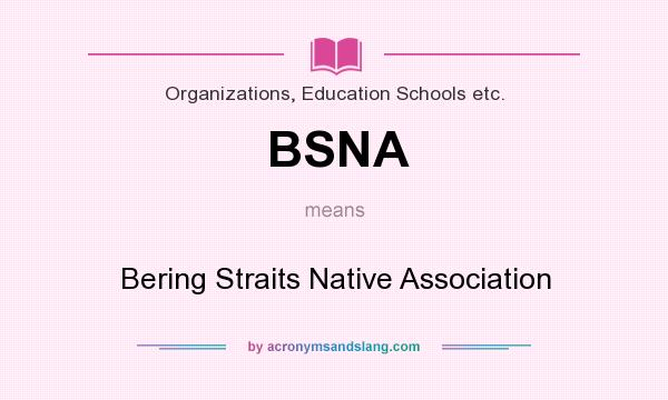 What does BSNA mean? It stands for Bering Straits Native Association