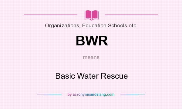 What does BWR mean? It stands for Basic Water Rescue