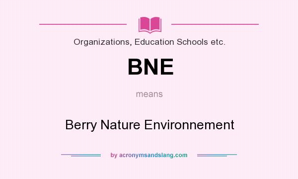 What does BNE mean? It stands for Berry Nature Environnement