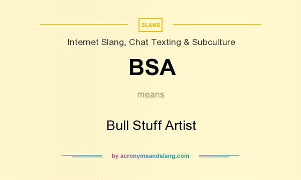 What does BSA mean? It stands for Bull Stuff Artist