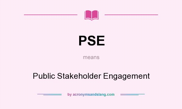 What does PSE mean? It stands for Public Stakeholder Engagement